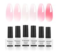 Vnicesli Kit de 6 Vernis Gel Semi Permanent, Transparent Sheer Rose Rouge Vernis à Ongles Couleur Naturelle Rose French Pink Gelée de Cristal Soak Off Nail Art UV LED Gel 10ml