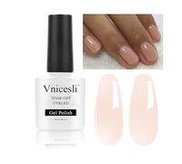 Vnicesli Vernis Semi Permanent Nude, 10ml Nude Vernis à Ongles Gel Semi Permanent Soak Off Naturelle Transparent Gelée de Cristal Vernis Gel UV Semi Permanent French Manucure