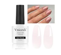 Vnicesli Vernis Semi Permanent Nude Rose, 10ml Vernis Gel UV Semi Permanent Nudee Naturel French Gel Nail Art Transparent Vernis Gel LED Soak Off Vernis Manucure