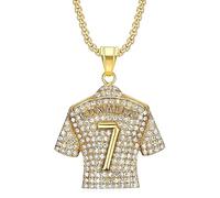 VNIDJGB Collier avec pendentif en jersey numéro 7, collier de football en diamant, collier pour homme, hip-hop, chaîne de clavicule, pour les amateurs de jeux de ballon, punk, sport, cadeau tendance