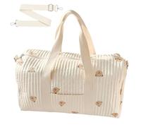 Vninkul Sac à Langer Bebe Bandoulière, 48x30x24cm Sac Fourre Tout Femme, Sac de Maternité pour Bébé, Sac de Voyage Femme Multifonctionnel pour Hôpital, Voyage (Beige)