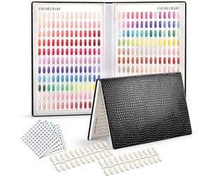 vnjaoi Tableau professionnel de 308 couleurs d'ongles avec étiquettes numérotées, livre de présentation de vernis à ongles gel noir, livret d'exposition de salon de manucure, échantillons de couleur