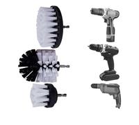 VNJUGF Lot de 3 brosses à récurer électriques 2/3,5/4 pouces, kit de brosses de forage, brosse de nettoyage ronde en plastique for tapis, vitres, pneus de voiture, brosses en nylon wanglan(Bianco)