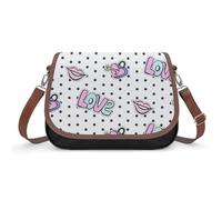 VNJVPWLQW Sac À Bandoulière Femme Amour Rose Sac De Messager Sac À Main Crossbody Bag Porte-Monnaie 31x22x11cm