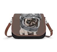 VNJVPWLQW Sac À Bandoulière Femme Casque Pug Sac De Messager Sac À Main Crossbody Bag Porte-Monnaie 31x22x11cm