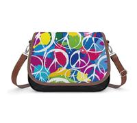 VNJVPWLQW Sac À Bandoulière Femme Couleur Paix Et Amour Sac De Messager Sac À Main Crossbody Bag Porte-Monnaie 31x22x11cm