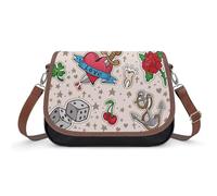 VNJVPWLQW Sac À Bandoulière Femme Crâne Rose Amour Sac De Messager Sac À Main Crossbody Bag Porte-Monnaie 31x22x11cm