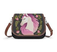 VNJVPWLQW Sac À Bandoulière Femme Licorne Violette Sac De Messager Sac À Main Crossbody Bag Porte-Monnaie 31x22x11cm
