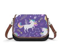 VNJVPWLQW Sac À Bandoulière Femme Licorne Violette Sac De Messager Sac À Main Crossbody Bag Porte-Monnaie 31x22x11cm