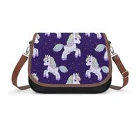 VNJVPWLQW Sac À Bandoulière Femme Licorne Violette Sac De Messager Sac À Main Crossbody Bag Porte-Monnaie 31x22x11cm
