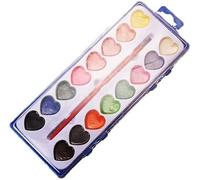 Vnl733 Kit de peinture aquarelle lavable en forme de cœur avec pinceau et livre de peinture aquarelle pour Saint-Valentin ou anniversaire Blanc 20 x 10 cm