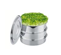 VNLCPX Bocal de Germination de Graines, Plateaux de Germes de Graines en Acier Inoxydable en Acier, avec 2 Couvercle à Grille, pour Brocoli Luzerne Haricots Verts, 8.5in