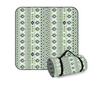 VNLCPX Couverture Pique Nique Impermeable, 200 x 200 cm Picnic Blanket Pliable, Nappe Picnic Plage pour BBQ Randonnée Voyage et Camping, Lavable, Boho, Vert Plaid
