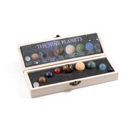 VNLCPX Ensemble de Sphères Planétaires en Pierres Précieuses, Neuf Planètes Pierres Précieuses Décorations Planètes, avec Boîte de Rangement en Bois, pour Décoration pour la Maison et le Bureau