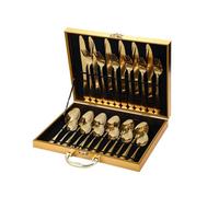 VNLCPX Ménagère 24 Pièces Service Table 6 Personnes Acier Inox Doré