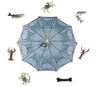 VNLCPX Piège à Appâts de Pêche, Nasse a Poisson Pliable avec Cordon, Nasse a Ecrevisses, Filet Peche pour Poissons Crabe Vairon Crawdad Crevettes, 10 Trous