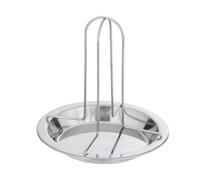 VNLCPX Rotissoire Poulet Grand, Support pour Poulet à Griller Anti-adhésif, Rotissoire Verticale avec Bac D'égouttage, pour Four Barbecue Griller Camping, Acier Inoxydable, 19.5 cm