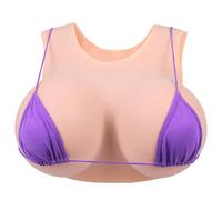 Vnmcry Faux Énormes Sein Réaliste Silicone Artificielle Poitrine Forme Remplissage Mixte Coton et Gel Encolure Ronde pour Mastectomie Prothèse Transgenre Crossdresser (Peau Claire - K Cup Taille L)
