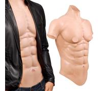 Vnmcry Réaliste Silicone Faux Musculaire Muscles Pectoraux et Abdominaux Seins Poitrine Masculine Abdominaux Pectoral Artificiel pour Cosplay (Peau Claire, Taille M - Pas de Poils Corporels)