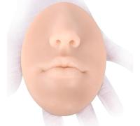 Vnmcry Réaliste Silicone Faux Nez avec Bouche Moule Artificielle 3D Visage Modèle Flexible Corps Parties pour Piercing Exercices Maquillage Pratique (1 Pièce, Noir Clair, Taille M - Lèvres Fines)