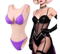 Vnmcry Silicone Crossdresser Bodysuit Faux Seins Rembourrage en Coton Réaliste Poitrine et Culotte Soutenir Défécation & Miction Prothèse Mammaire pour Transgenre Cosplay (Peau Claire - D Cup)