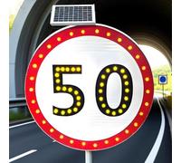 vnmudzeo Avertissement De Retour De Trafic Solaire Panneau, 60, 80 Et 100 Cm, Panneau Solaire Clignotant à LED, Limitation De Vitesse De 80 Km/H, Montage Facile 1000mm/39.4"