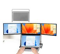 vnmudzeo Extension D'éCran Triple pour Ordinateur De Bureau 15,6 Pouces, avec BéQuille RéGlable en Hauteur De 10 à 25 Cm, Prise USB-C, Type-C/Hdmi/USB-C, éCran IPS Full HD 1080P