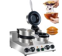 vnmudzeo Gaufrier à Burgers avec Garniture GlacéE 110 V/220 V, RéGlage 50-300 °C Et Minuterie De 0 à 5 Minutes, Chauffage Double Face, RevêTement AntiadhéSif