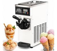 vnmudzeo Machine à Crème Glacée Soft Serve - 450 W Comptoir, 4-5 kg/h, Écran LCD, Nettoyage Auto pour Petits Comptoirs White