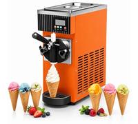 vnmudzeo Machine Soft Serve Commerciale - 450 W Une Saveur, 4-5 kg/h, Pré-Refroidissement, Nettoyage Auto pour Cafés Orange