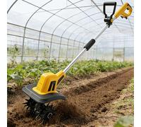 vnmudzeo Motoculteur éLectrique sans Fil 20 V, Largeur De Travail 22 Cm Et Profondeur De 18 Cm, 4 Fraises en Acier, pour Un Travail du Sol sans Effort dans Les Jardins 4000mAh