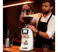 vnmudzeo Moulin à Café Expresso Automatique Professionnel, TréMie Amovible 1500 ML, Meules Plates, IdéAl pour Salon De Thé White