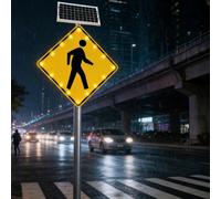 vnmudzeo Panneau PiéTon Solaire 61 Cm/76 Cm, pour Passages PiéTons à Fort Trafic, Panneau De Signalisation Clignotant à Del Alimenté à L'éNergie Solaire, Cadre MéTallique Antirouille 30in(76cm)