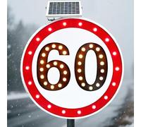 vnmudzeo Panneau Solaire De Limitation De Vitesse pour Chantiers Routiers, Panneaux Radar Solaires à LED en Aluminium, Panneau D'Avertissement De Circulation avec RéTroaction 800mm/31.5"