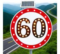 vnmudzeo Panneau Solaire De Limitation De Vitesse pour EntréEs De Tunnel, RéSistant Aux IntempéRies Et à La DéColoration, Panneau D'Avertissement De Circulation RoutièRe à LED 600mm/23.6"