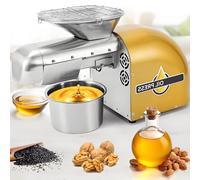 vnmudzeo Presse à Huile en Acier Inoxydable, ContrôLe MéCanique De La TempéRature, Presse à Chaud Et à Froid pour Usage Domestique Et Commercial, DéBit De 5 à 8 Kg/H Gold