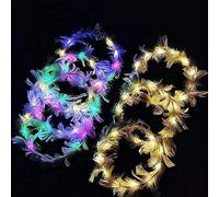 Vnnigmn 6PCS Guirlande de Plumes Bandeau Lumineuses Filles Couronne LED Serre-tête Accessoires de Cheveux Fête Mariage