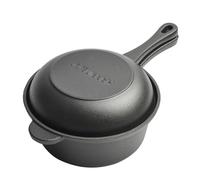 Vnook Cocotte en Fonte Non revêtue de 18 cm, marmite à Soupe, marmite antiadhésive avec poignée, poêle à Double Fonction, Large Gamme d'utilisations, for feu Ouvert, cuisinière, Camping