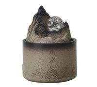 Vnook Fontaine à Eau de Table décorative, Fontaine à Eau de rocaille, avec Boule de Transport Ronde, système de Circulation, for Chambre, Salon, Bureau(Brown)