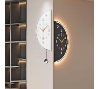Vnook Horloge Murale Moderne Double Face, Horloge décorative à Piles for Salon, avec éclairage, Horloge d'angle à Fixation Murale