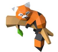 Vnook Modèle 3D de panda roux en papier à faire soi-même - Décoration murale origami faite main, jouet tendance à suspendre for la chambre d'enfant