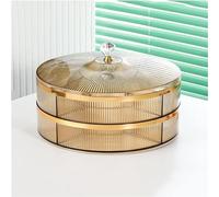 Vnook Plateau De Service De Collations À 3 Couches, Plateau D'apéritif Avec Couvercle, Organisateur De Stockage De Nourriture Rond En Plastique À 5 Compartiments For Fruits Secs, Bonbons(Yellow)