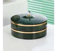 Vnook Plateau De Service De Collations À 3 Couches, Plateau D'apéritif Avec Couvercle, Organisateur De Stockage De Nourriture Rond En Plastique À 5 Compartiments For Fruits Secs, Bonbons(Green)