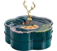 Vnook Plateau De Service D'élan De Noël, Plat À Bonbons À Compartiment Double Couche - Plateaux De Service For Apéritifs For Les Fêtes - Plateau De Bonbons Et De Noix, Organisateur(Green)