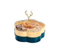 Vnook Plateau De Service D'élan De Noël, Plat À Bonbons À Compartiment Double Couche - Plateaux De Service For Apéritifs For Les Fêtes - Plateau De Bonbons Et De Noix, Organisateur(Yellow)