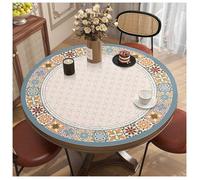 Vnook Set de Table Rond en Cuir PVC, Set de Table imperméable antidérapant résistant aux Taches, Nappe Lavable, sous-Main Protecteur de Table(Blue,120cm)
