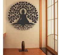 Vnook Statues de Bouddha murales en métal décoration Suspendue, la décoration Murale de l'arbre de Vie, la Peinture orientée Fer de l'intérieur, décoration de la Maison Zen intérieure (Size : 60cm)