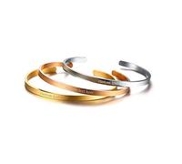 VNOX 3PCS Personnalisé en Acier Inoxydable Empilable Inspirational Bangle Bracelet Manchette Bracelet Amitié Bijoux pour Femmes, Gravure Gratuite