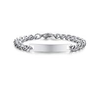VNOX 7mm Bracelets Personnalisables Couple Lien Bracelets Personnalisé Gravé Couple Bracelets BFF Frère Soeurs Bracelets Famille Bracelets,Argent