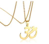 VNOX Acier inoxydable Om Mantra Indian Yoga Chakra Aum Bouddhisme Pendentif Collier pour hommes Femmes Or,Chaîne libre